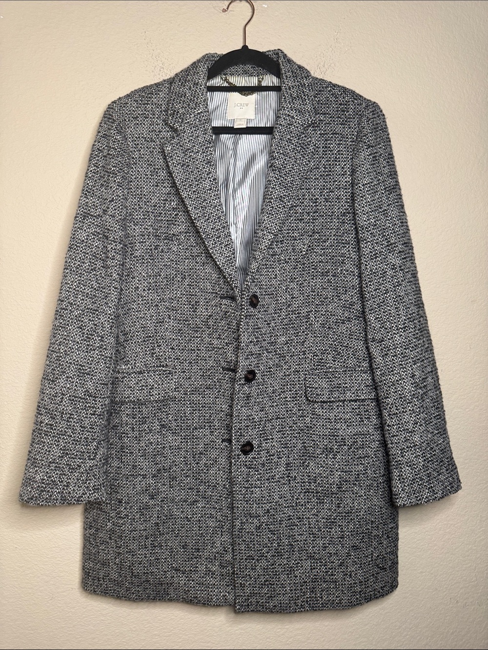 J. Crew Women’s Black & White Tweed Long Blazer Size 10